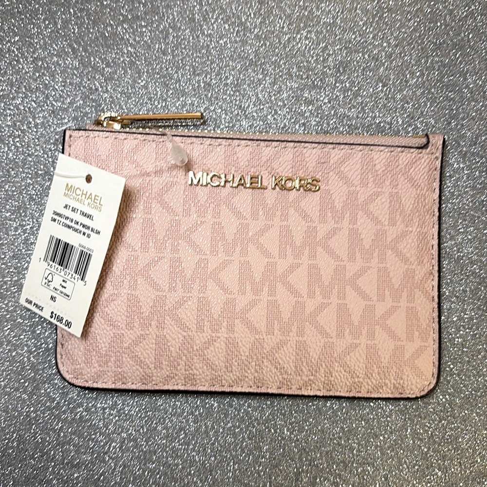 Michael Kors Jet Set Travel Powder Blush Small TZ Coin Pouch With ID